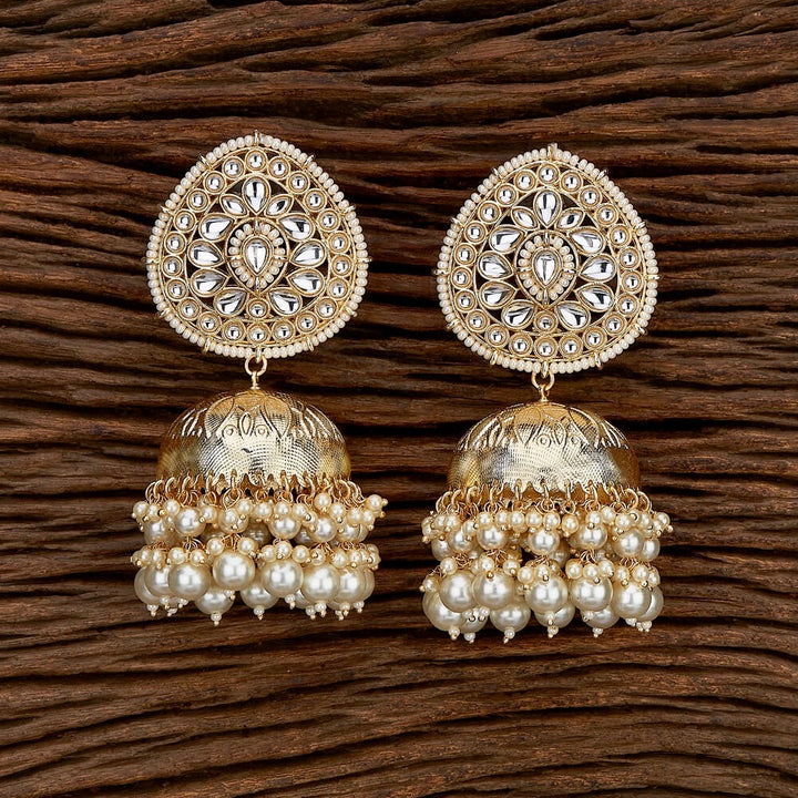 Noor Kundan & Pearl Large Jhumka Earrings