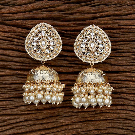 Noor Kundan & Pearl Large Jhumka Earrings