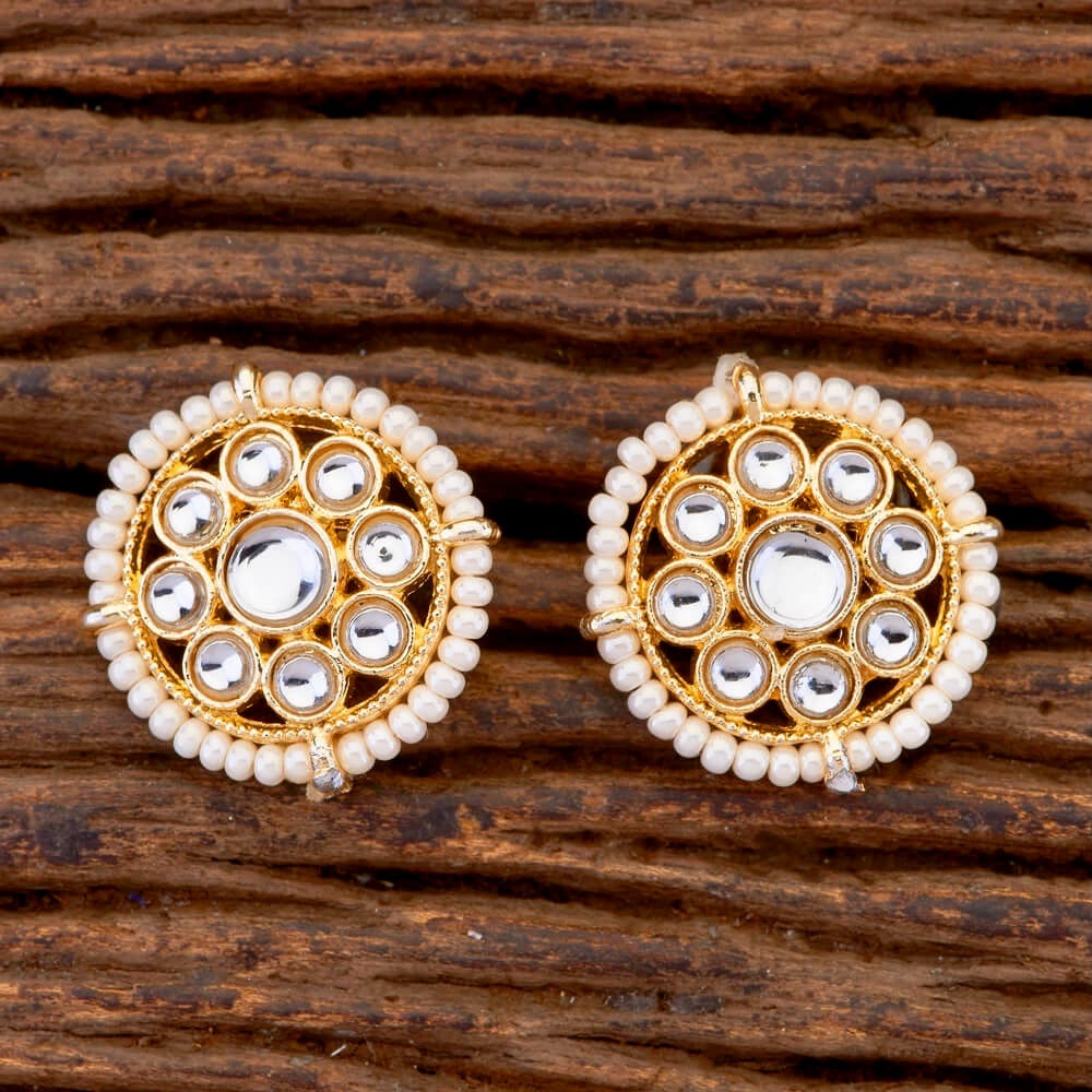 Kaya Kundan and Pearl Stud Earrings