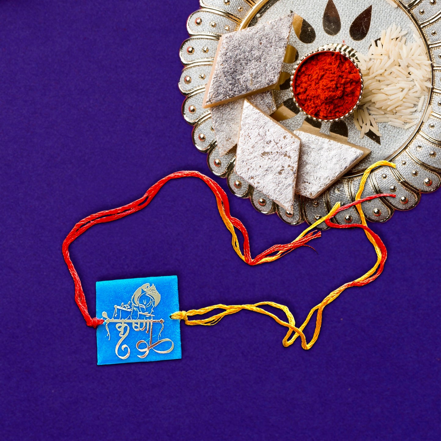 Shri Krishna Gold Print Handmade Rakhi