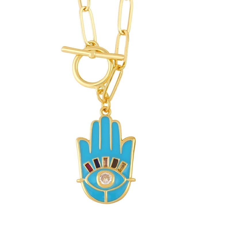 Evil Eye Soul Link Necklace Blue