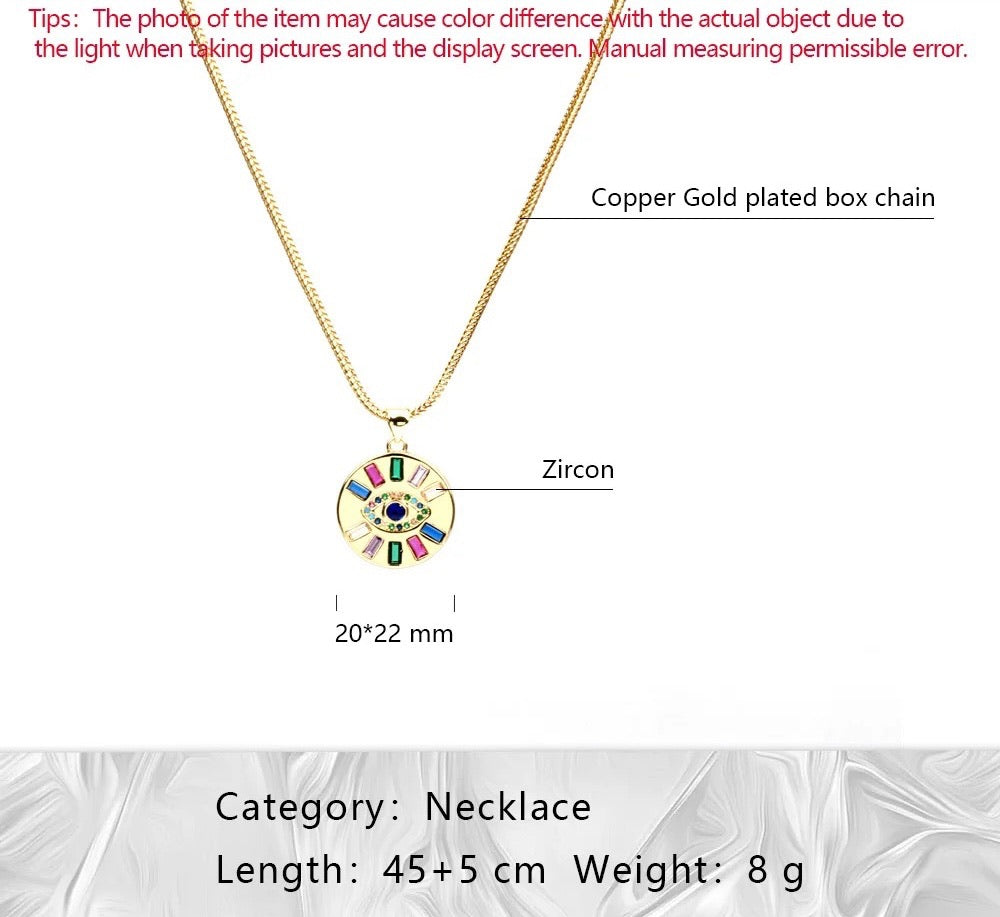 Zenith Evil Eye Stone Pendant Chain Necklace