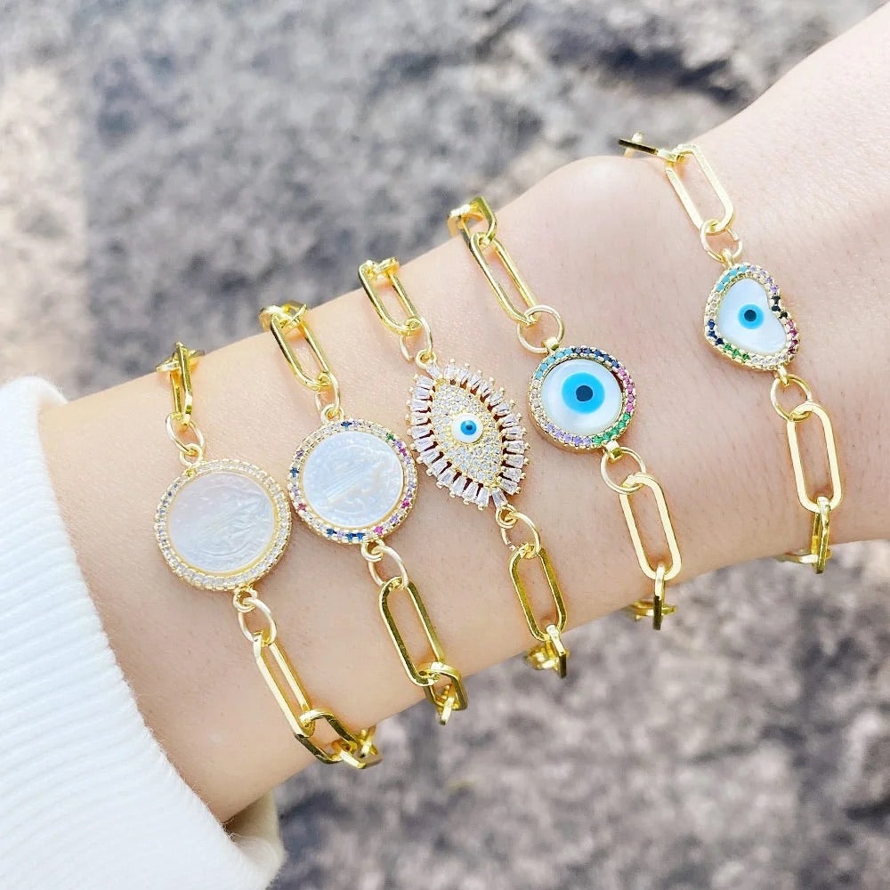 Petit Heart Enamel Evil Eye Drop Earrings