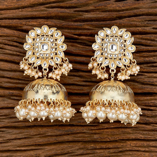 Seerat Kundan & Pearl Big Jhumka Earrings