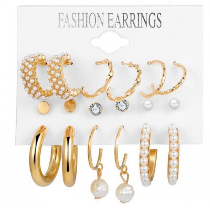 Shimmer Hoops and Studs Earrings Set