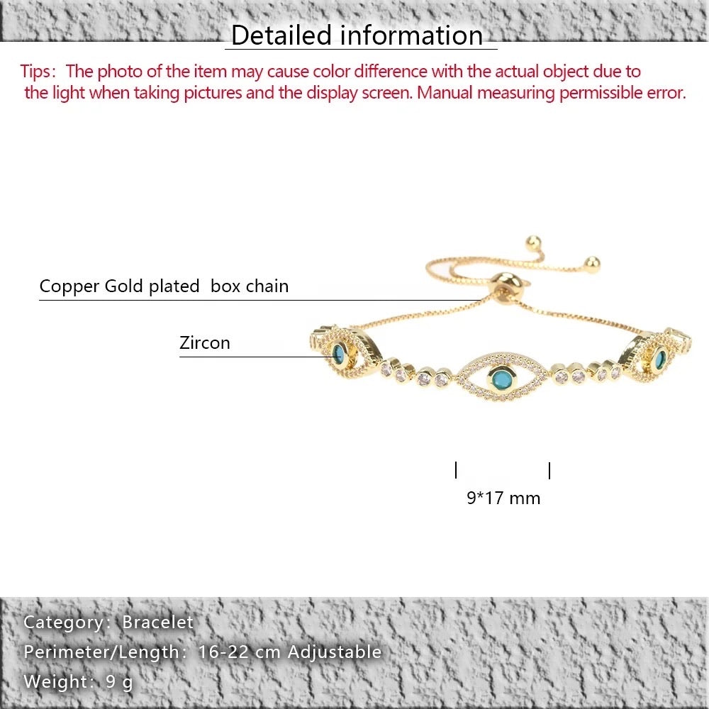 Luxor Pink Stone Adjustable Evil Eye Bracelet