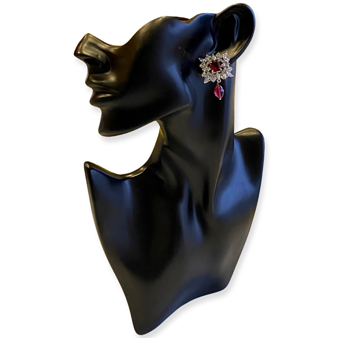 Kotys Red & White Stone Drop CZ Earrings - Style 1