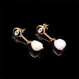 Evil Eye Pearl Drop Dangler Earrings