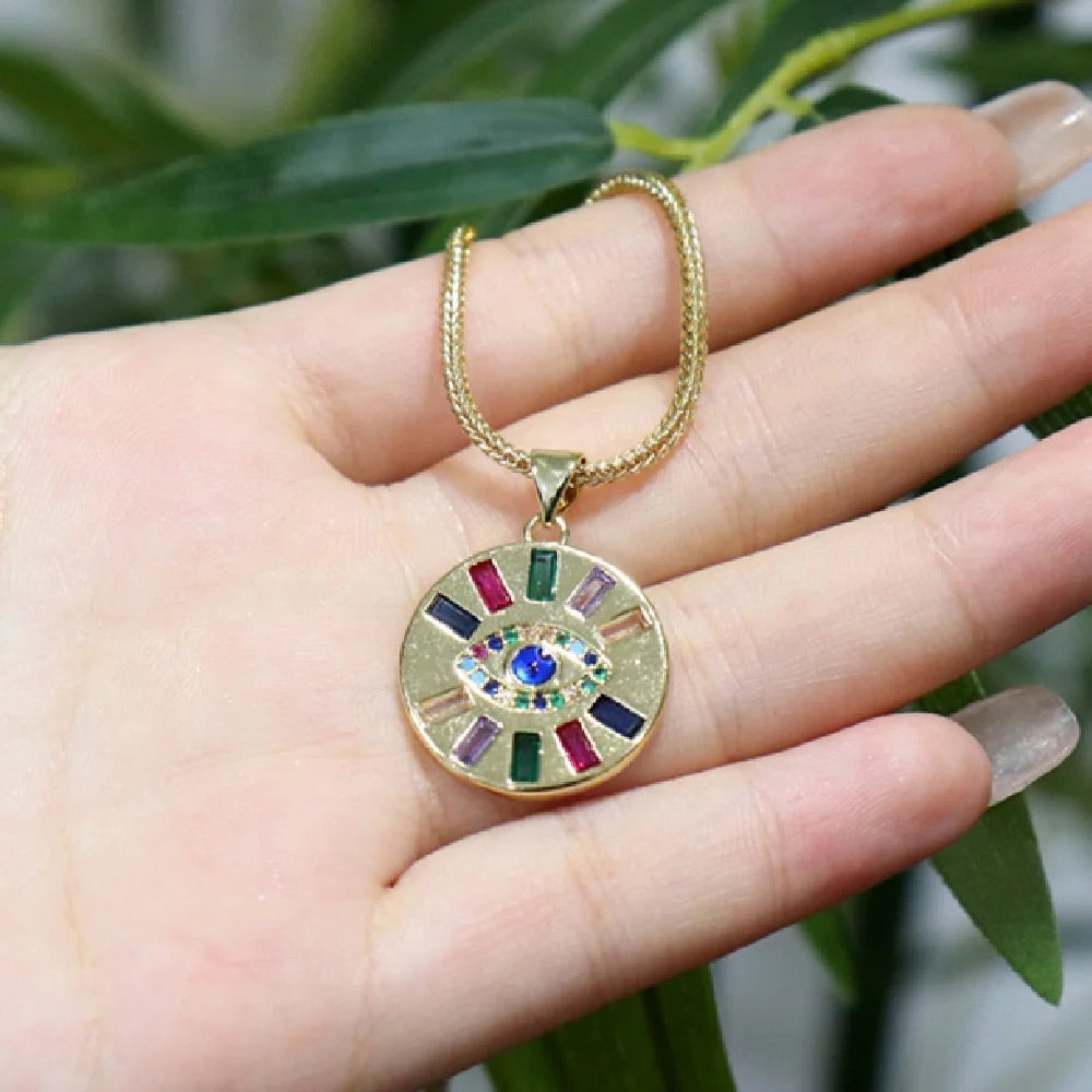 Zenith Evil Eye Stone Pendant Chain Necklace