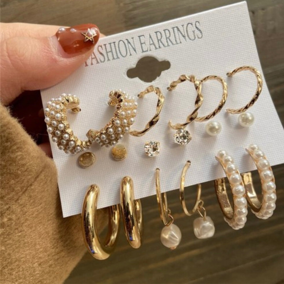 Shimmer Hoops and Studs Earrings Set