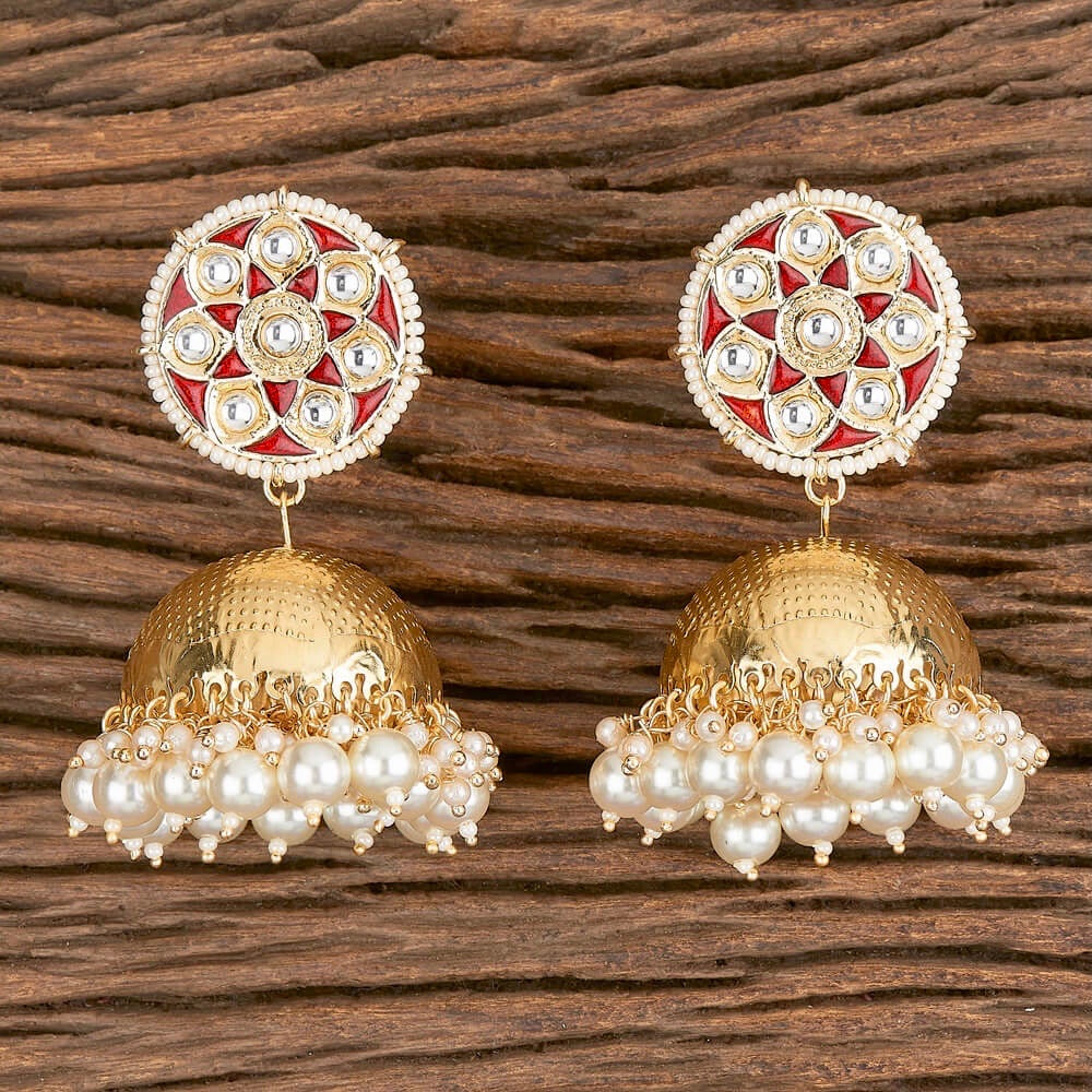 Red Jhumka earrings and tikka set in mirrror – Timeless desires collection