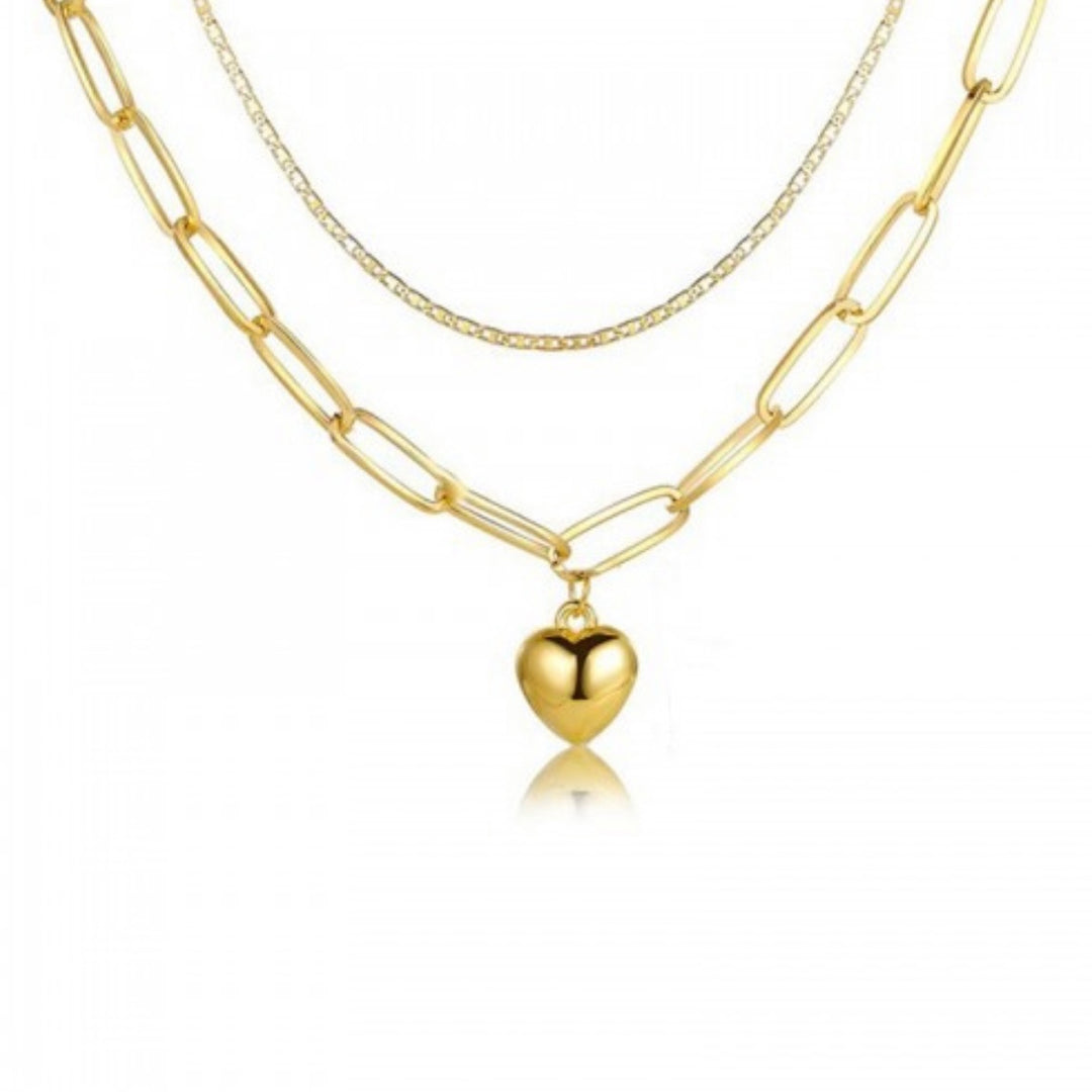 Heart Link Layered Necklace