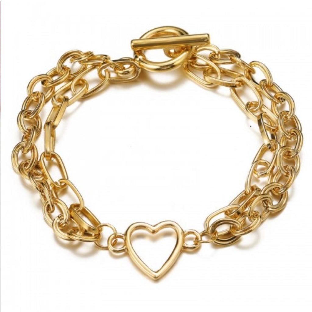 Toniq Gold Plated Linked Chunky Bold Party Bracelet