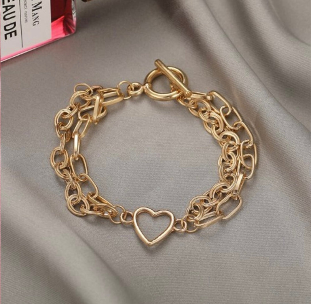 Hollow Heart Chunky Bracelet