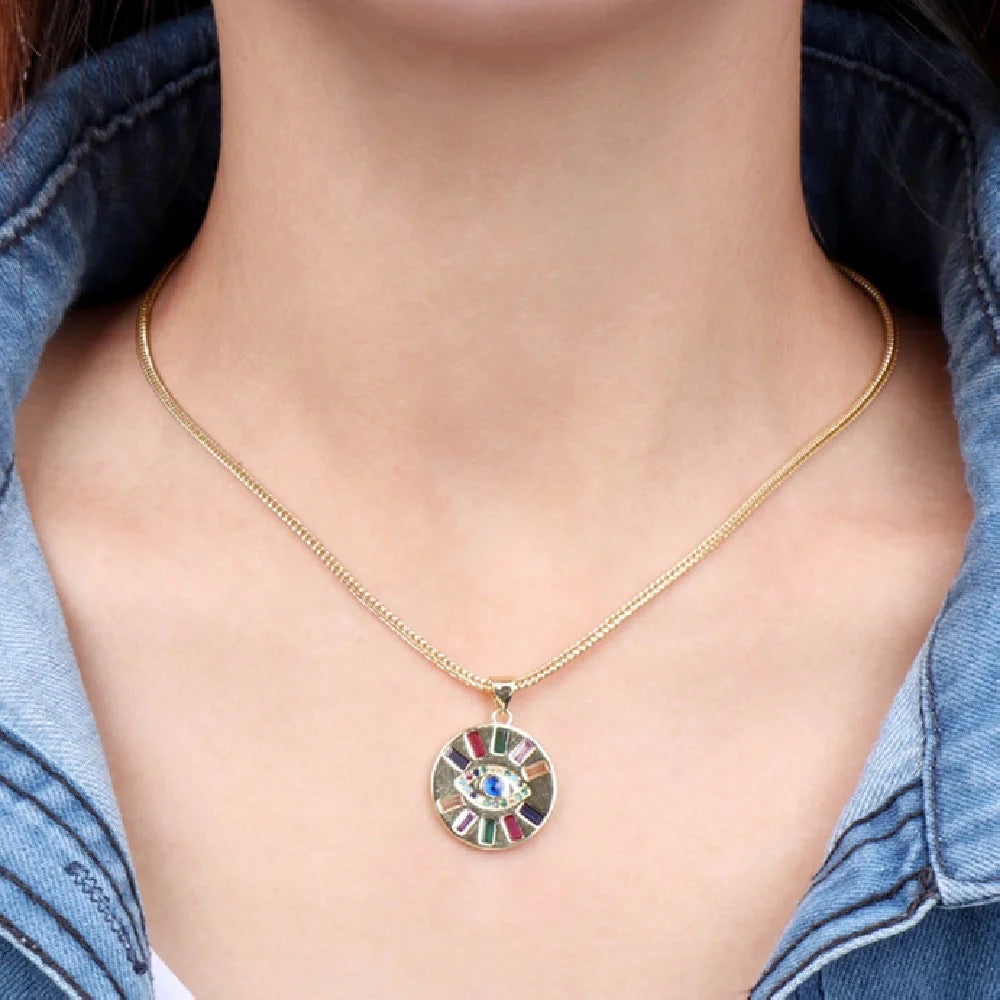 Zenith Evil Eye Stone Pendant Chain Necklace