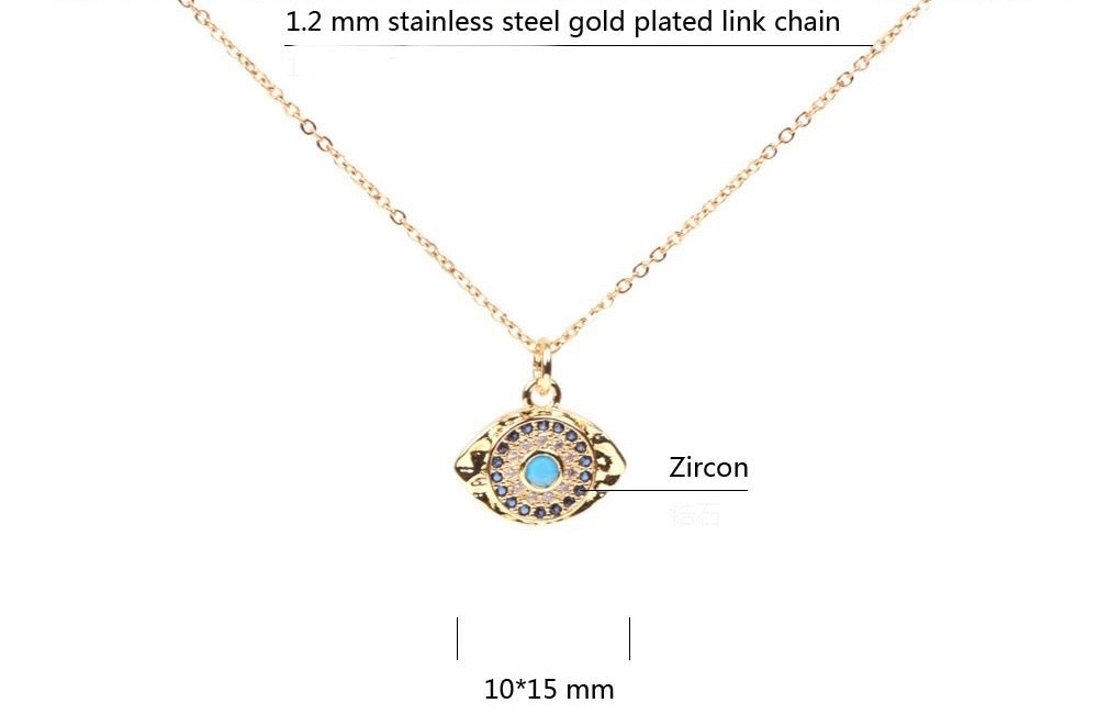 Depth Evil Eye Pendant Chain Necklace
