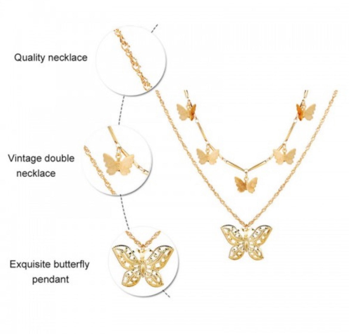 Flutter Flutter Butterfly Layered Necklace