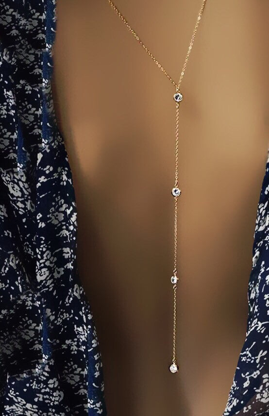 Back Chain Spaced Crystal Drops