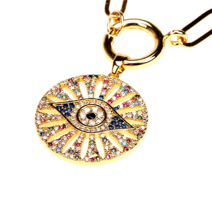 Shimmer Evil Eye Pendant Chain Necklace