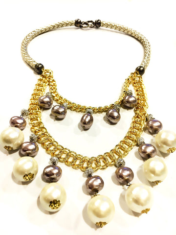 Belle Leather & Pearl Necklace