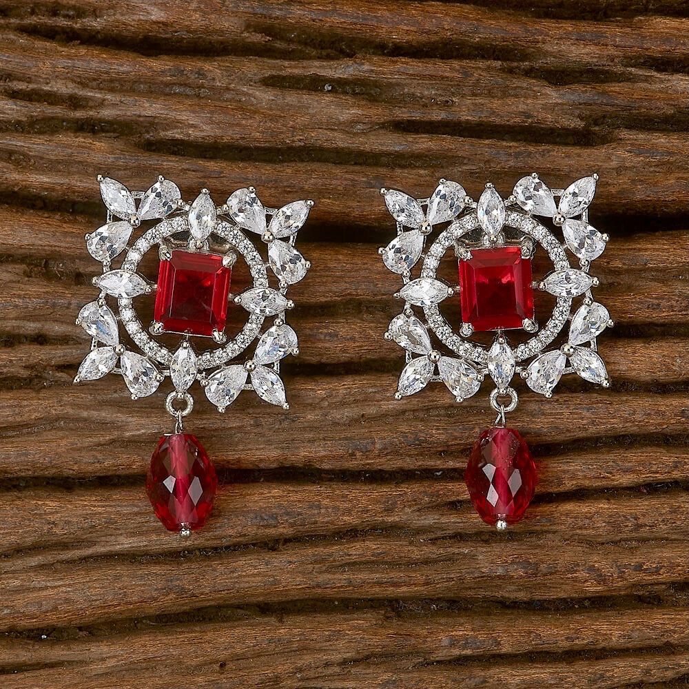 Kotys Red & White Stone Drop CZ Earrings - Style 1