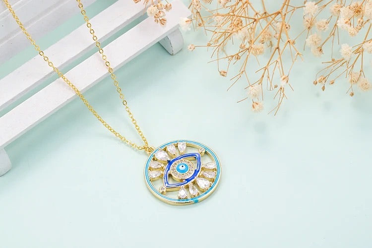 The Blues Evil Eye Stone Pendant Chain Necklace