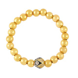 Positivity Gold Beads, Enamel and Stone Evil Eye Stretch Bracelet Black