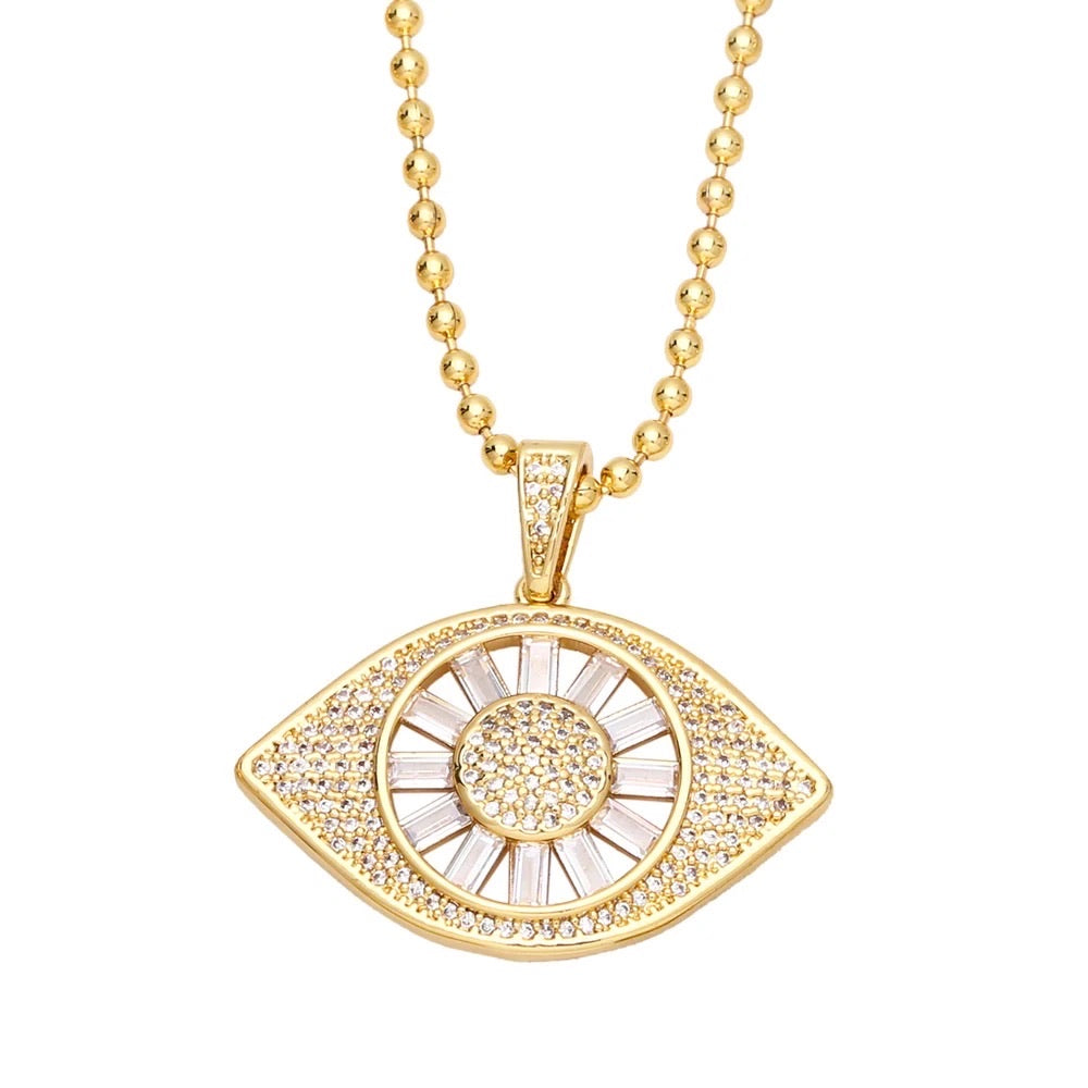 Diamond & Sapphire Evil Eye Necklace - Zoe Lev Jewelry