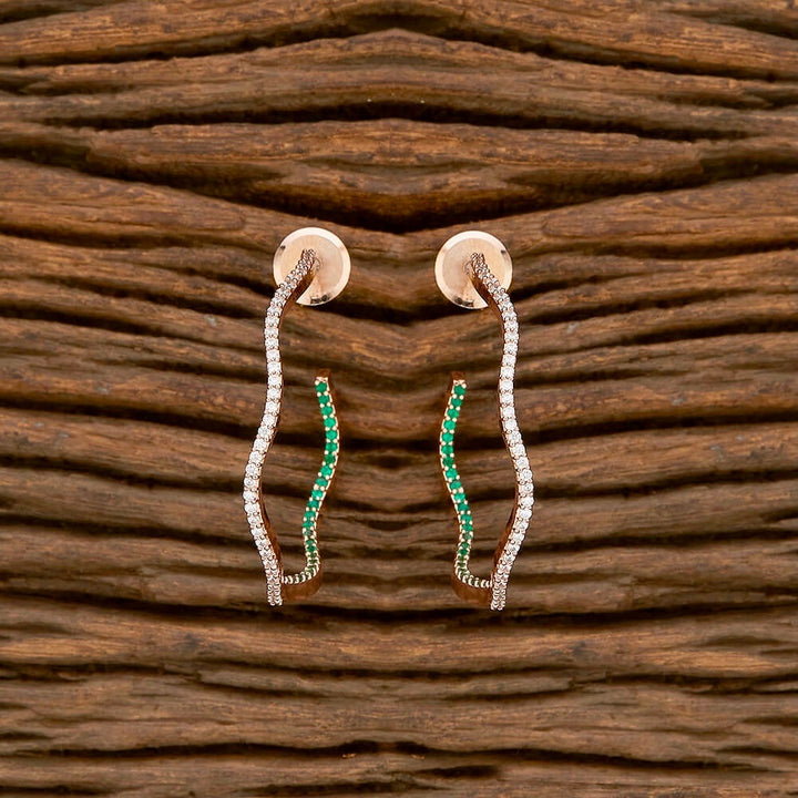 Nyx Twisted Hoop Stud CZ Earrings - Green