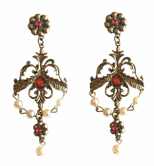 CHANDELIER PETAL & STONE EARRINGS