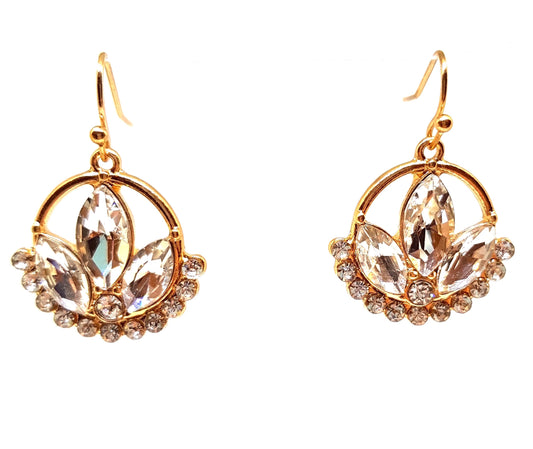 CRYSTAL LOTUS HOOK DANGLER EARRINGS