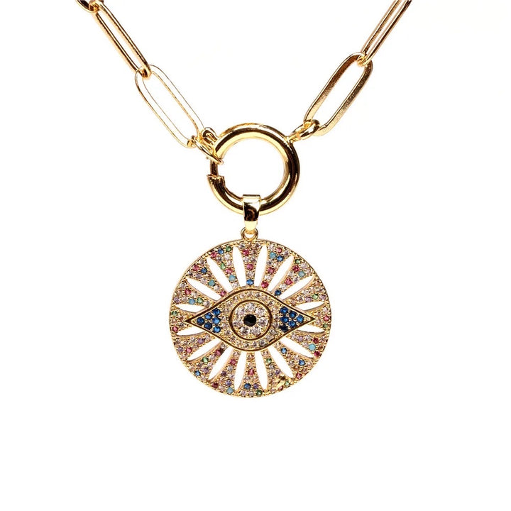 Shimmer Evil Eye Pendant Chain Necklace