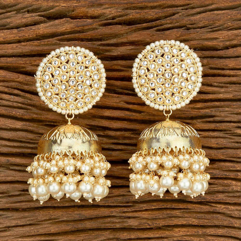 Kaya Kundan & Pearl Big Jhumka Earrings
