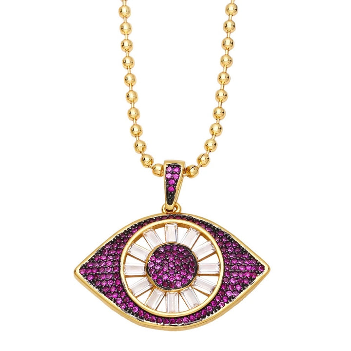 Opulence Red Evil Eye Stone Pendant Chain Necklace