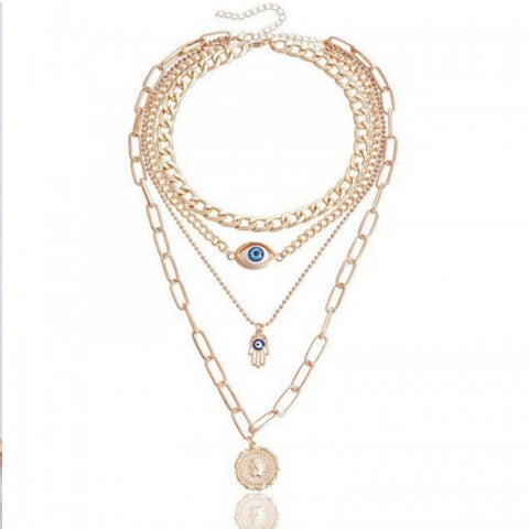 Evil Eye 4 Layered Chain Necklace