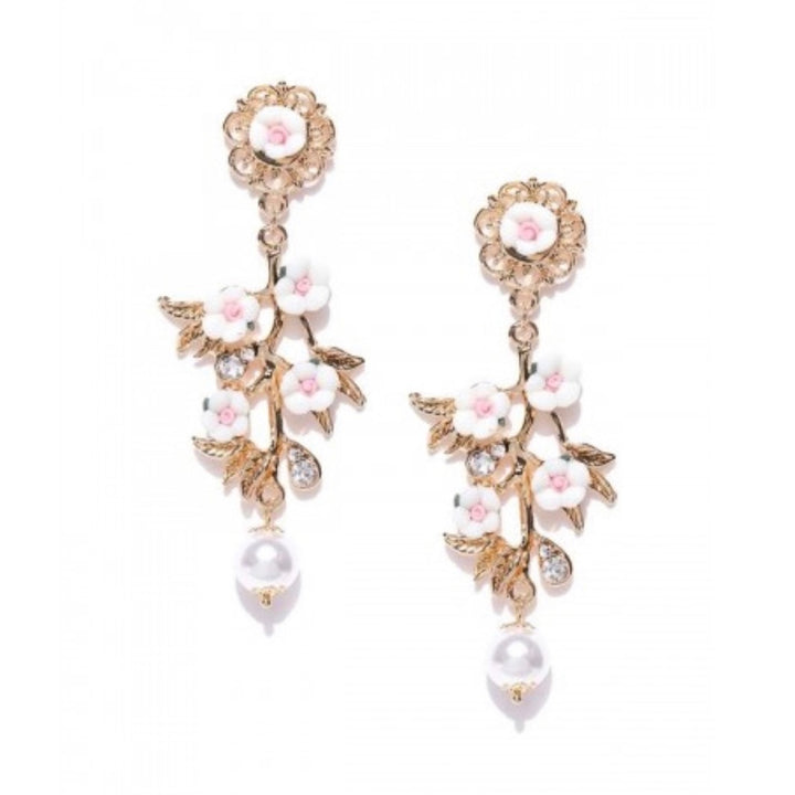Floral Pink Dangler Earrings