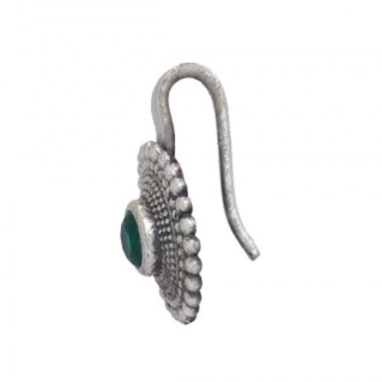 Green Stone Two Toned Nose Clip On