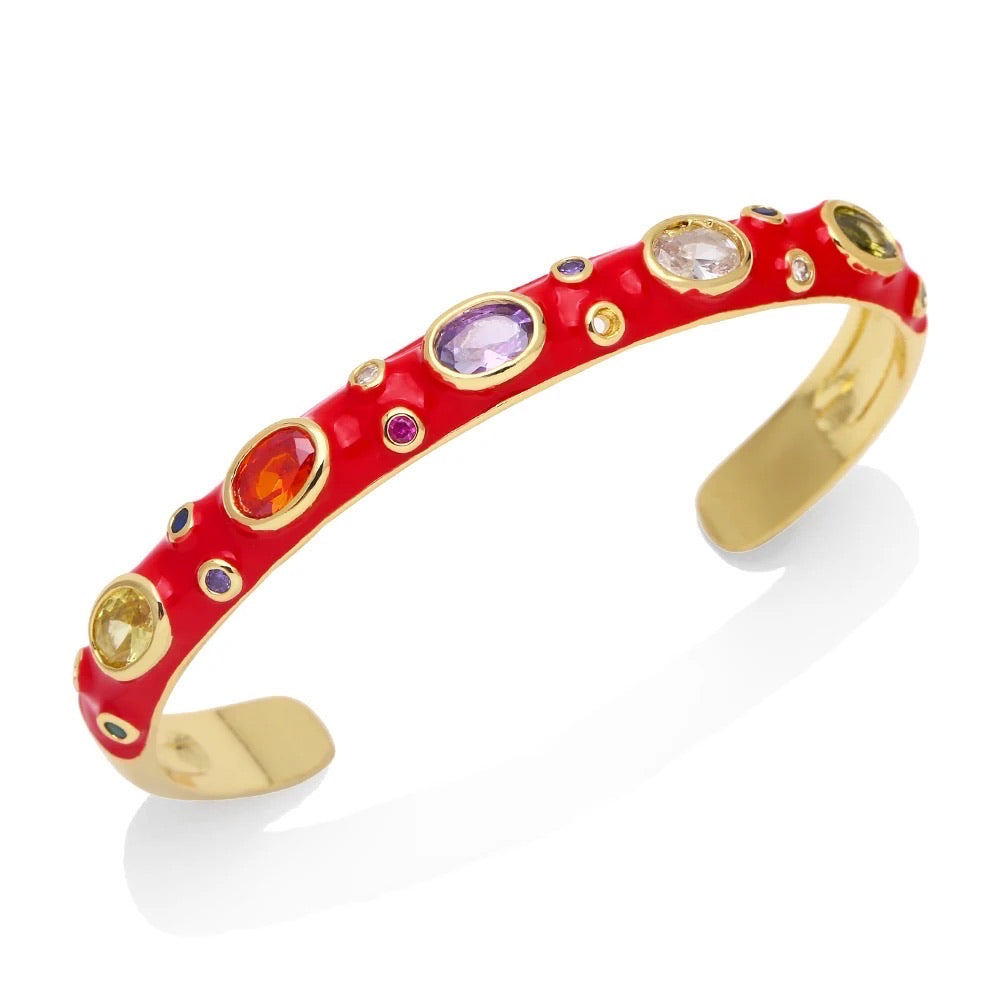Candy Drops Enamel and Stone Cuff Bracelets