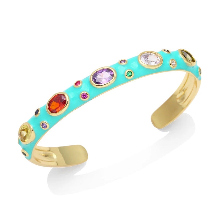 Candy Drops Enamel and Stone Cuff Bracelets