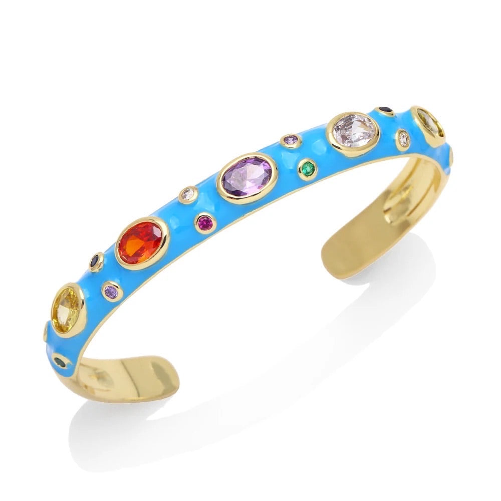 Candy Drops Enamel and Stone Cuff Bracelets