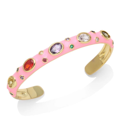 Candy Drops Enamel and Stone Cuff Bracelets