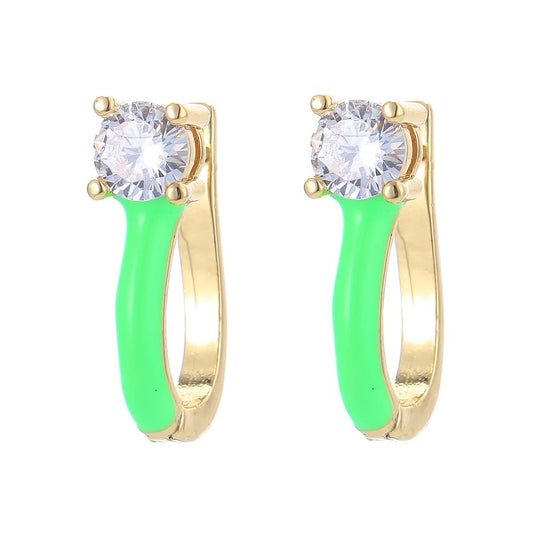 Candy Drops Solitaire And Enamel Hoop Earrings