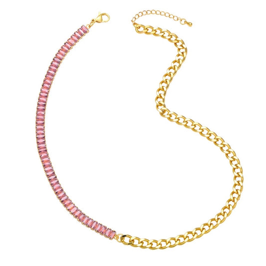 Links and Stones Statement Stone Necklace