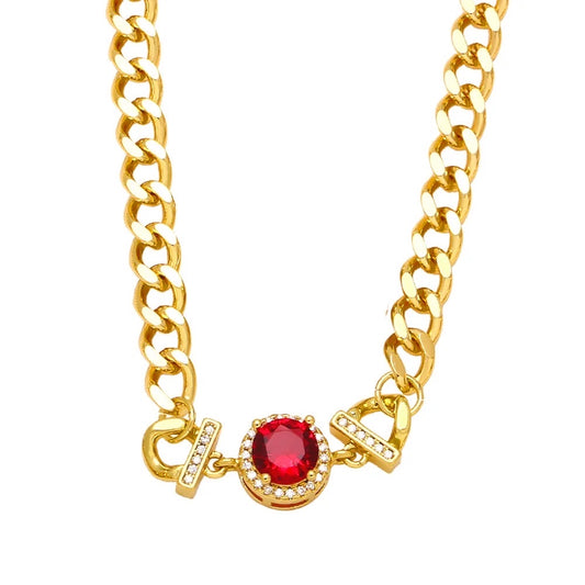 Candy Links and Stone Pendant Statement Necklace