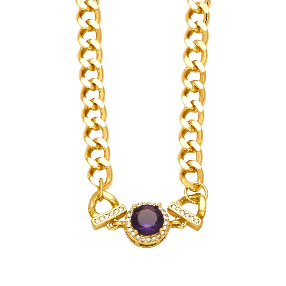 Candy Links and Stone Pendant Statement Necklace
