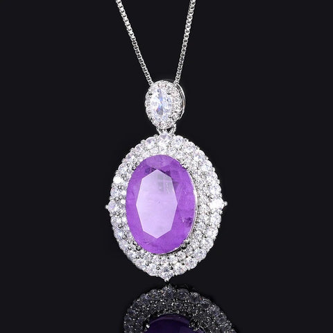 Candy Drop Purple Sapphire & Cubic Zirconia Pendant Chain Necklace