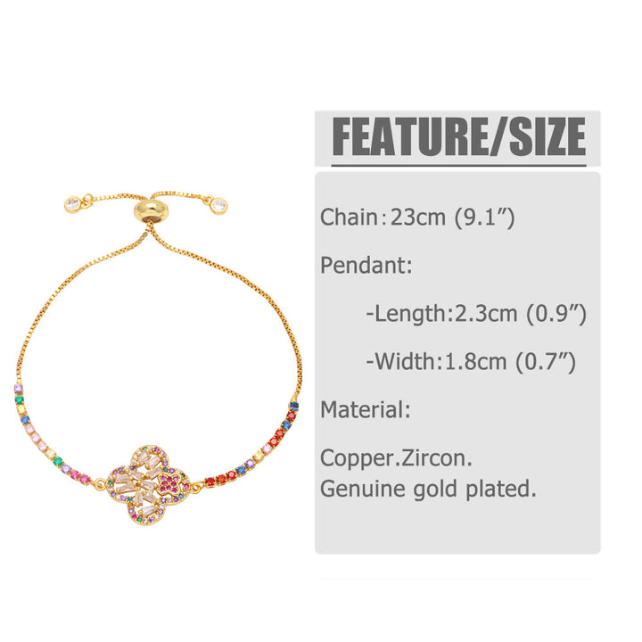 Rainbow Clover Stone Adjustable Bracelet