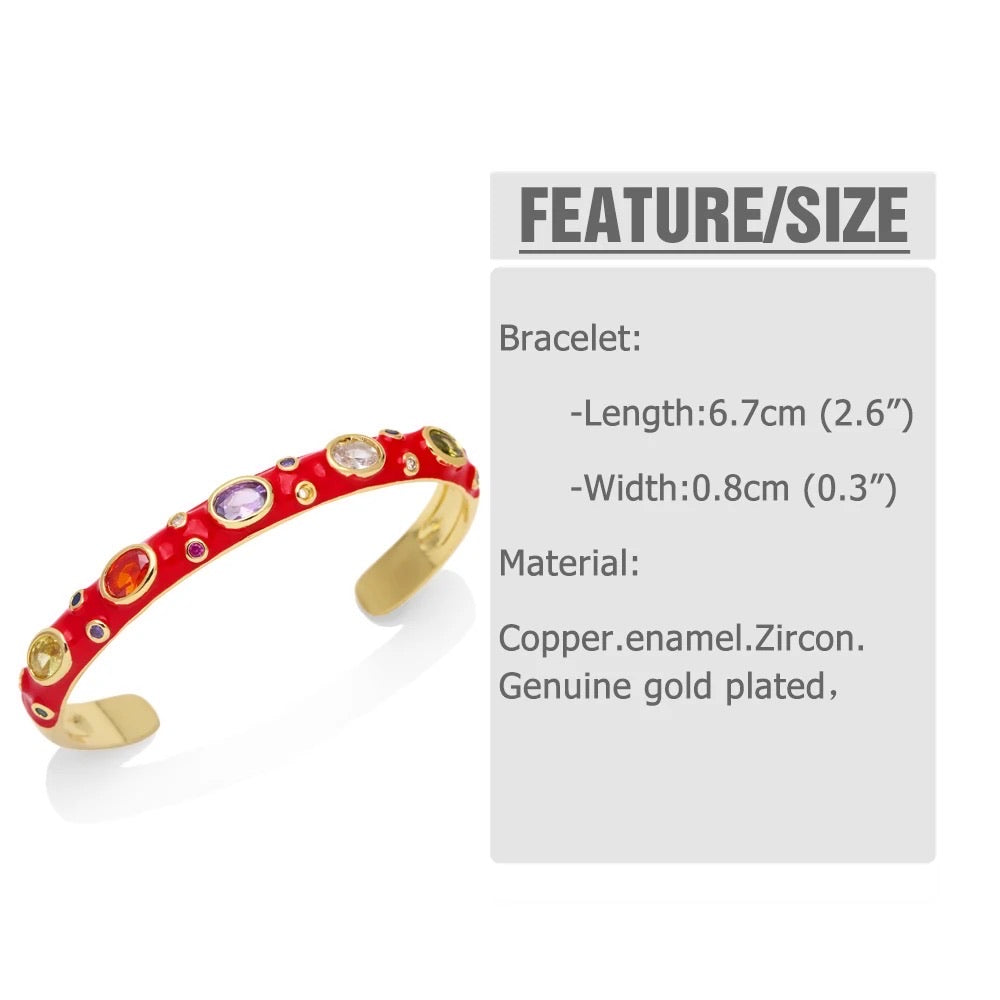 Candy Drops Enamel and Stone Cuff Bracelets