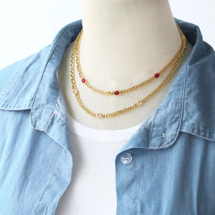 Links and Scatter Stones Statement Necklace
