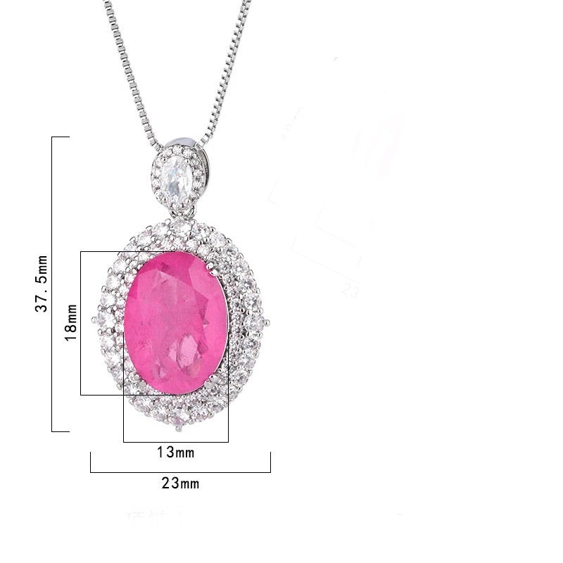 Candy Drop Pink Sapphire & Cubic Zircon Pendant Chain Necklace